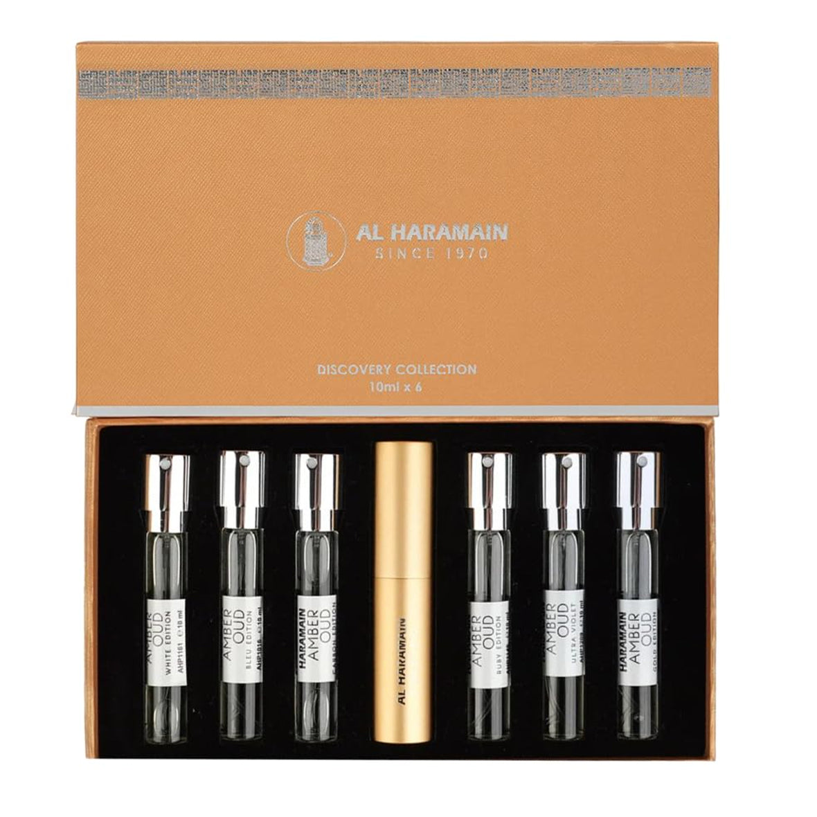 Al Haramain Amber Oud Discovery Collection 6 Piece Gift Set - Perfume NZ is the leading wholesale distributor of brand name perfumes and fragrances in New Zealand.