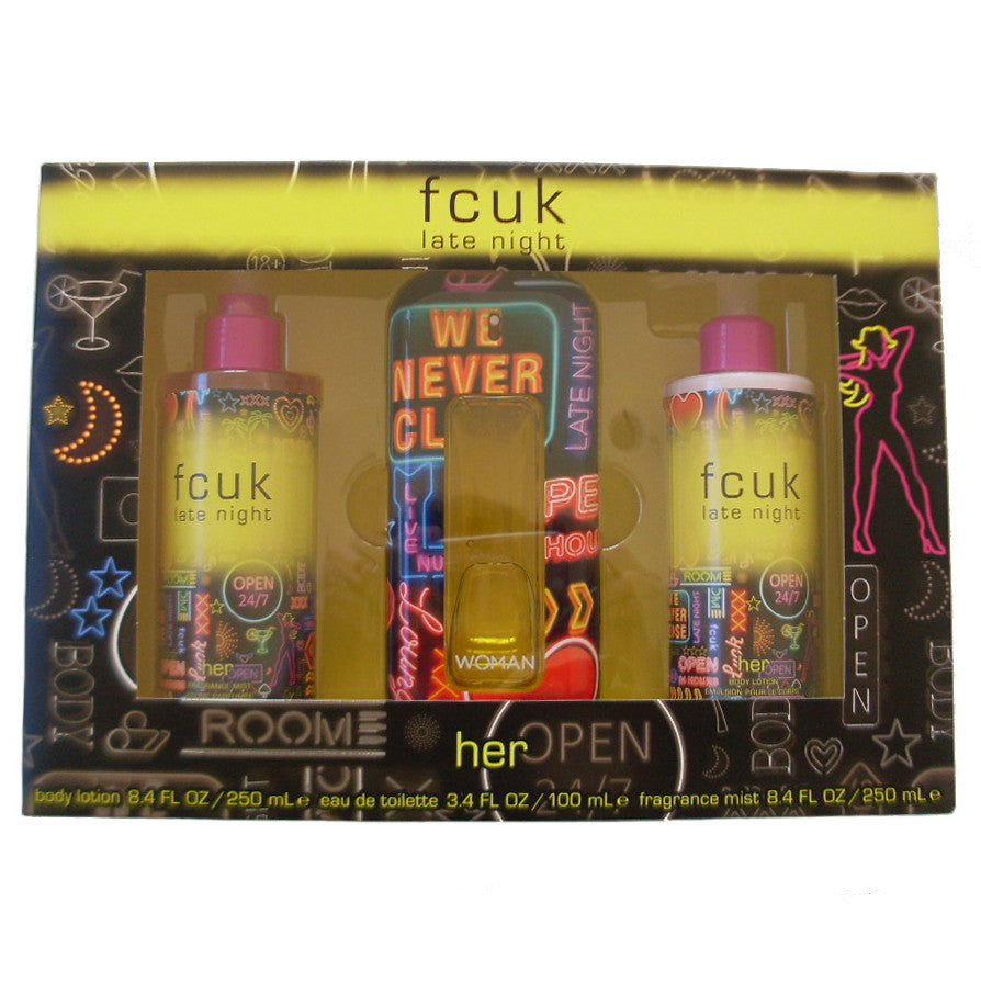 FCUK Late Night for Her 100ml EDT 3 Piece Gift Set - Perfume NZ is the leading wholesale distributor of brand name perfumes and fragrances in New Zealand.