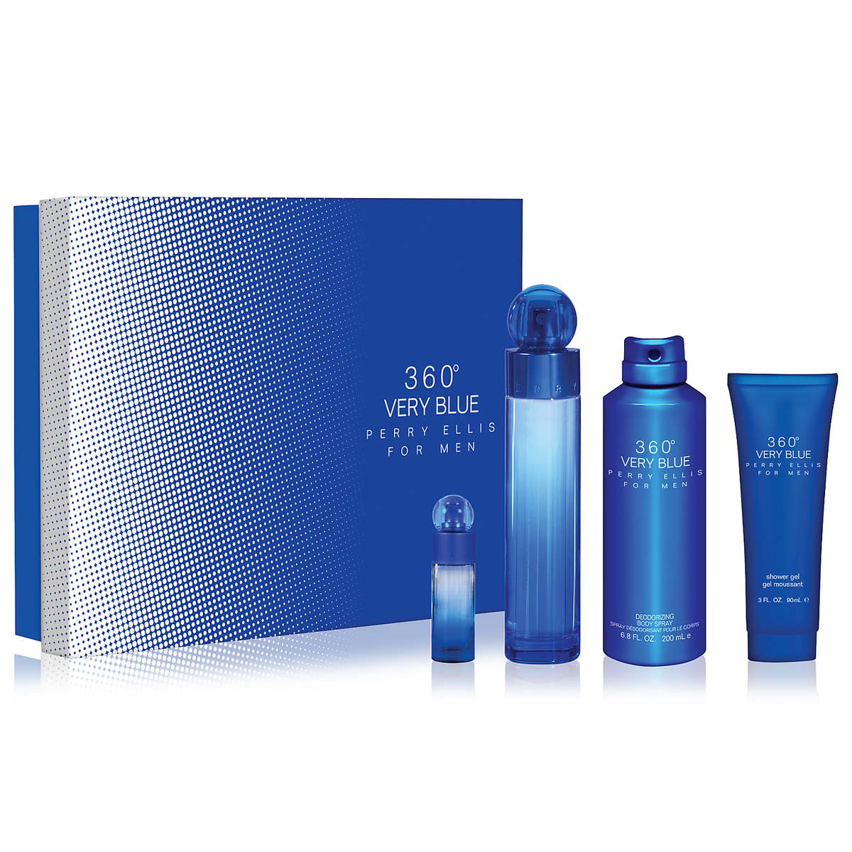 360 Very Blue by Perry Ellis 100ml EDT 4pc Gift Set - Perfume NZ is the leading wholesale distributor of brand name perfumes and fragrances in New Zealand.