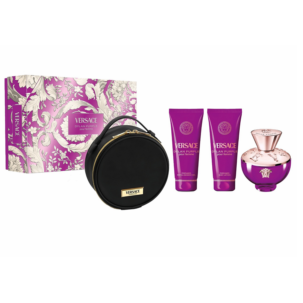 Dylan Purple Pour Femme by Versace 100ml EDP 4pc Gift Set - Perfume NZ is the leading wholesale distributor of brand name perfumes and fragrances in New Zealand.